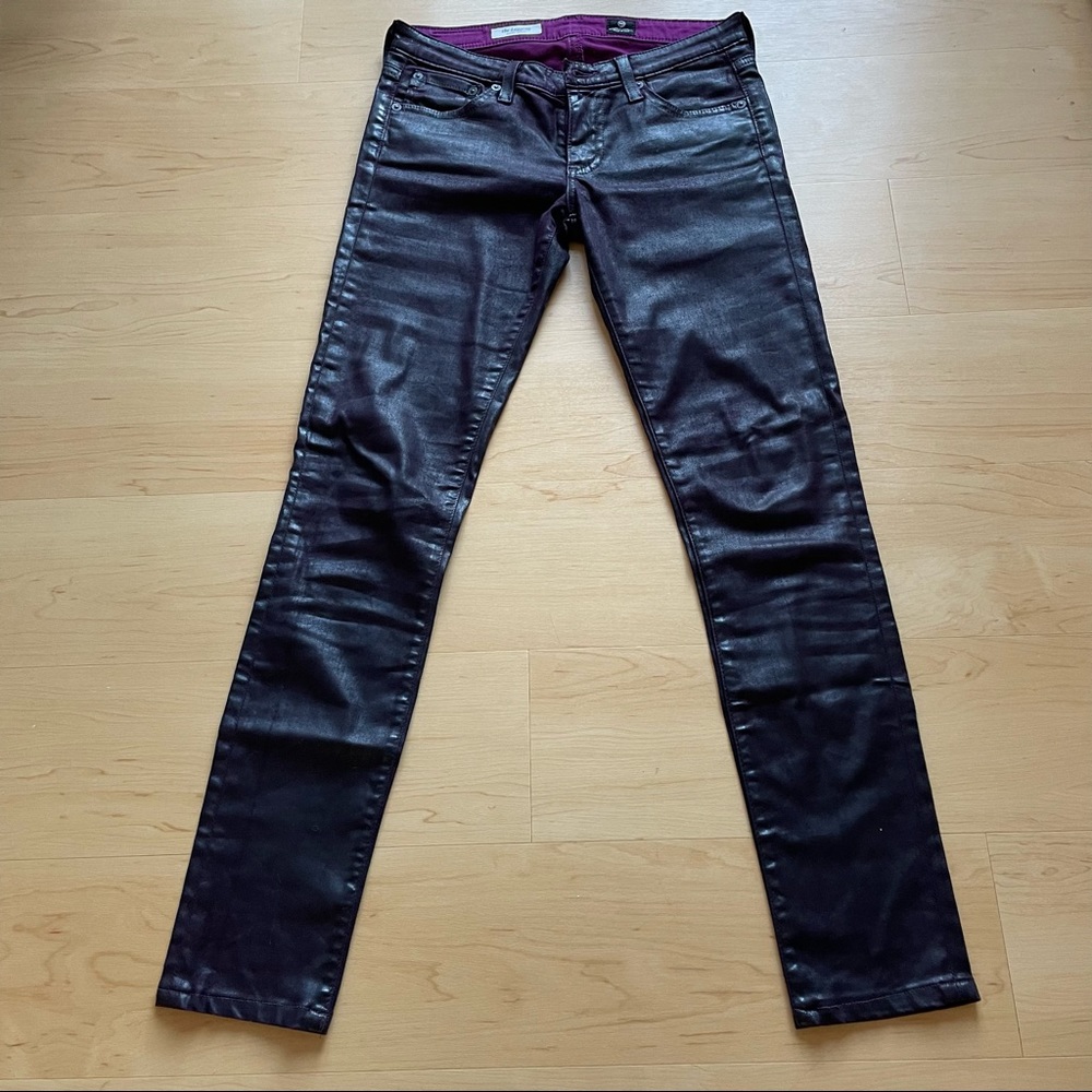 AG Coated Skinny Jeans, Plum